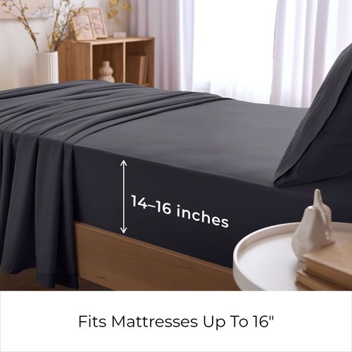 Mellanni Twin XL Sheets Set - 3 PC Iconic Collection Bedding - Hotel Luxury, Extra Soft, Cooling Bed Sheets - Wrinkle, Fade, Stain Resistant (Twin Extra Long, Charcoal)