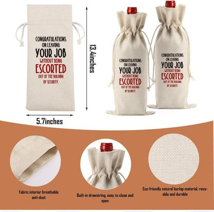 Funny Retirement Gifts for Woman Men Happy Retirement Party Decorations Retired Leaving Gifts for Coworkers Boss Congratulations On Leaving Your Job Sign Wine Bag