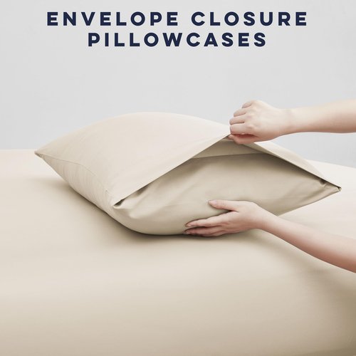 Casual Living Cali King Sheets Set 6 Piece Cooling Bed Sheets with 4 Envelope Pillowcases Soft Microfiber Deep Pocket Hypoallergenic Washable Bedding Set for Master Bedroom, California King, Beige