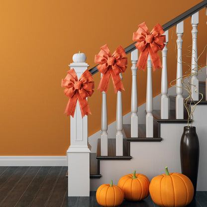 Skiennix Large Fall Bow Wreath | Thanksgiving Decor with Buffalo Bows - Orange Holiday Decoration