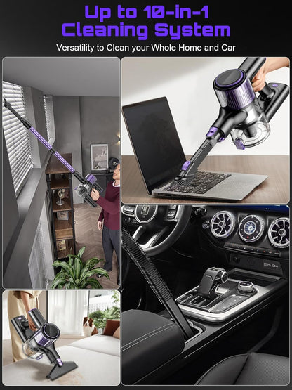 OIRFND Cordless Vacuum Cleaner - 10-in-1 Lightweight Stick Vacuum with Powerful Suction & Anti-Tangle Brush | Ideal for Home & Carpets