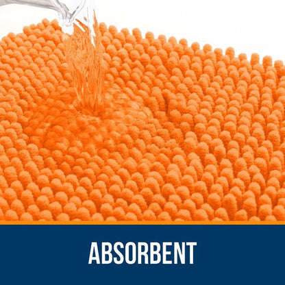 OLANLY Bathroom Rugs 47x20, Extra Soft Absorbent Chenille Bath Rugs, Rubber Backing Quick Dry, Machine Washable Bath Mats for Bathroom Floor, Tub and Shower, Home Decor Accessories, Orange