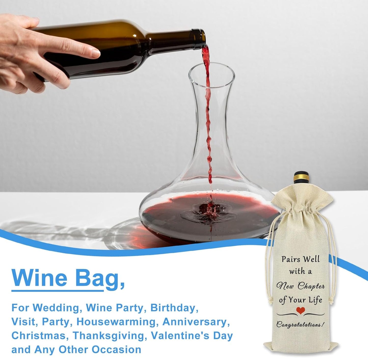 New Job Gifts Wine Bag for Women Men Pairs Well With a New Chapter of Your Life Coworker Leaving Gift Congratulation Engagement Retirement New Beginning Gift New Job Gifts for Colleague Boss Friends
