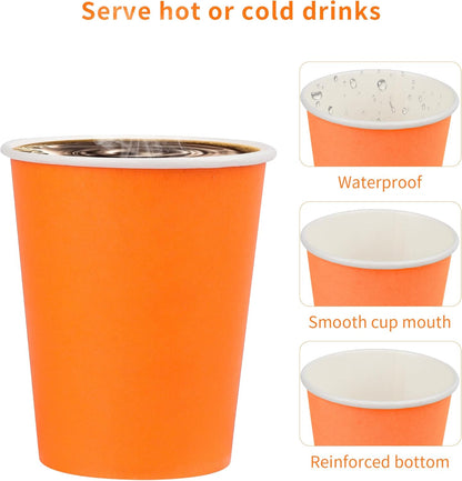 Rainbow | 9 Oz Disposable Paper Cups - 120-Pack Colorful Party Cups for Birthdays & Events