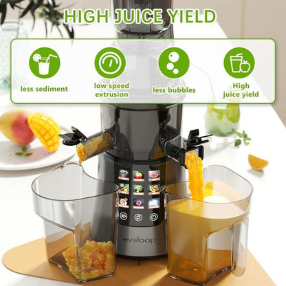 Cold Press Juicer Machines - 2-in-1 Masticating Juicer for Juice & Ice Cream | 200W Touchscreen, 3.2” Feed Chute