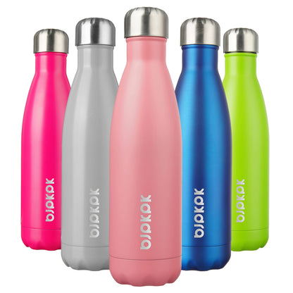 BJPKPK Insulated Water Bottles -17oz/500ml -Stainless Steel Water bottles,Sports water bottles Keep cold for 24 Hours and hot for 12 Hours,BPA Free water bottles,Light Pink