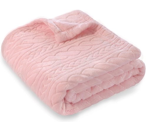 BORITAR 3D Fleece Baby Blanket for Girls, Warm and Lightweight Infant Toddler Newborn Bed Blanket with Reversible Plaited for Crib Stroller and Home Decor (30x40 inch, Pink)