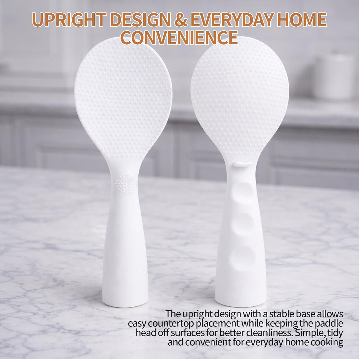 Skiennix Standing Rice Paddle - 2 Pack Non-Stick Rice Scooper | Heat Resistant Spatula (White)