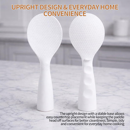 Skiennix Standing Rice Paddle - 2 Pack Non-Stick Rice Scooper | Heat Resistant Spatula (White)