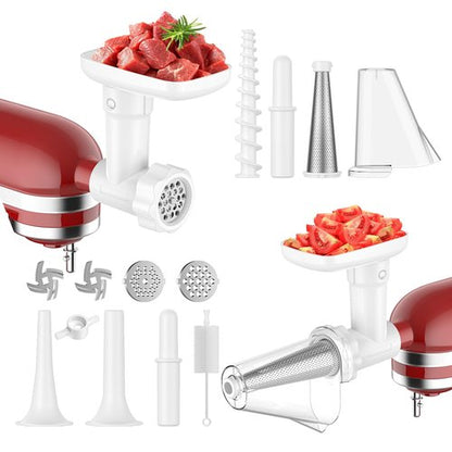 Fruit and Vegetable Strainer Attachment for Kitchenaid Stand Mixer, Includes Food Grinder Attachment for Kitchenaid Mixers, with Sausage Stuffer Tubes and Fruits Jucier Auger Strainer By HOZODO