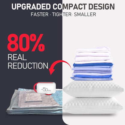 VMstr Vacuum Seal Compression Bags - 12-Pack Travel Space Saver for Clothing with Electric Pump