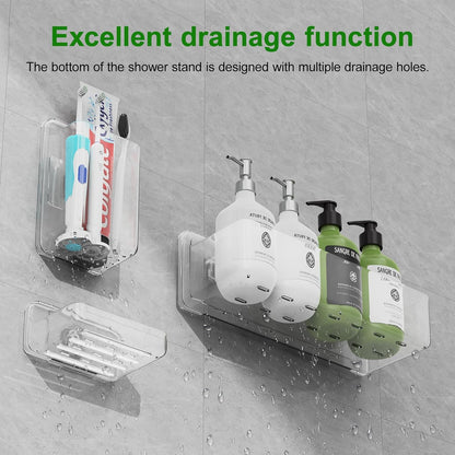 Skiennix Adhesive Shower Caddy - Rustproof 6-Pack Shower Shelves for No-Drill Bathroom Storage | Clear