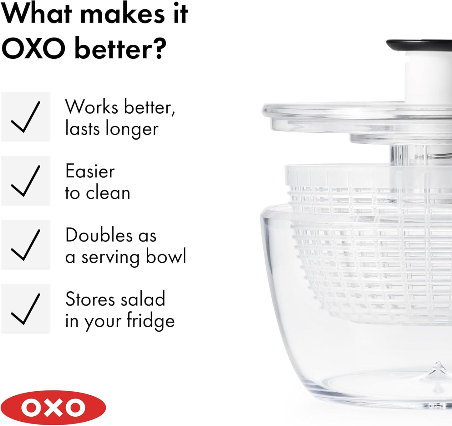 OXO Good Grips Salad Spinner - Efficient Lettuce & Herb Washer | Compact Design for Easy Use