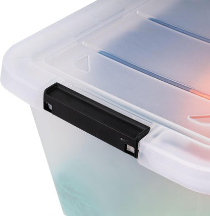 IRIS USA 6-Pack Clip Storage Bins - 13 Quart Craft Containers with Latching Lids for Home & Office Organization