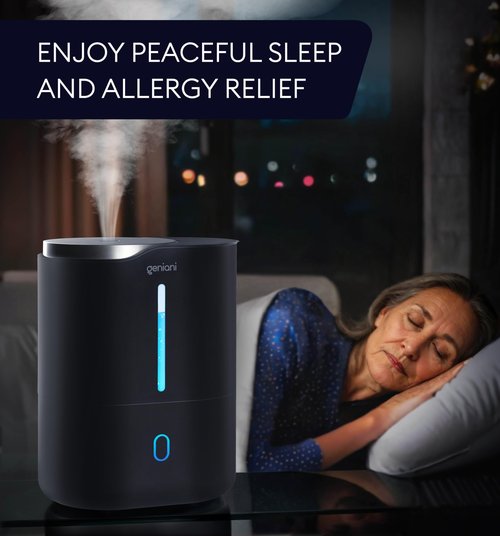 GENIANI Ultrasonic Cool Mist Humidifier for Bedroom, Large Rooms, Home, 4L - Easy Fill & Clean Humidifier for Plants w/Auto Shut-off, 40H Runtime - Quiet, Top Fill Air Humidifier & Vaporizer for Baby