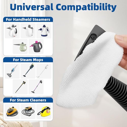 LOVECO 8 Pack Universal Microfiber Cloths for Handheld Steam Cleaner - Compatible with Bissell Steam Shot, PurSteam, Wagner Spraytech etc - Reusable Washable Steam Cleaner Accessories