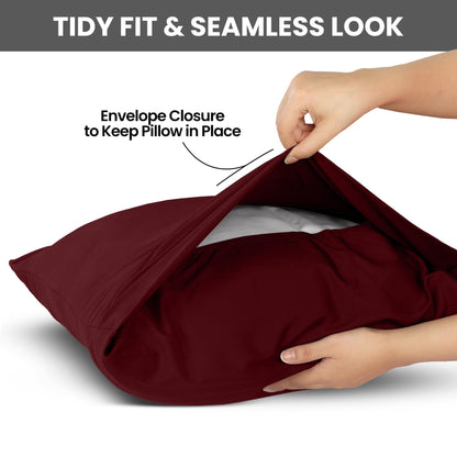 Utopia Bedding King Pillow Cases - 2 Pack - Envelope Closure - Soft Brushed Microfiber Fabric - Shrinkage and Fade Resistant Pillow Covers King Size 20 X 40 Inches (King, Burgundy)