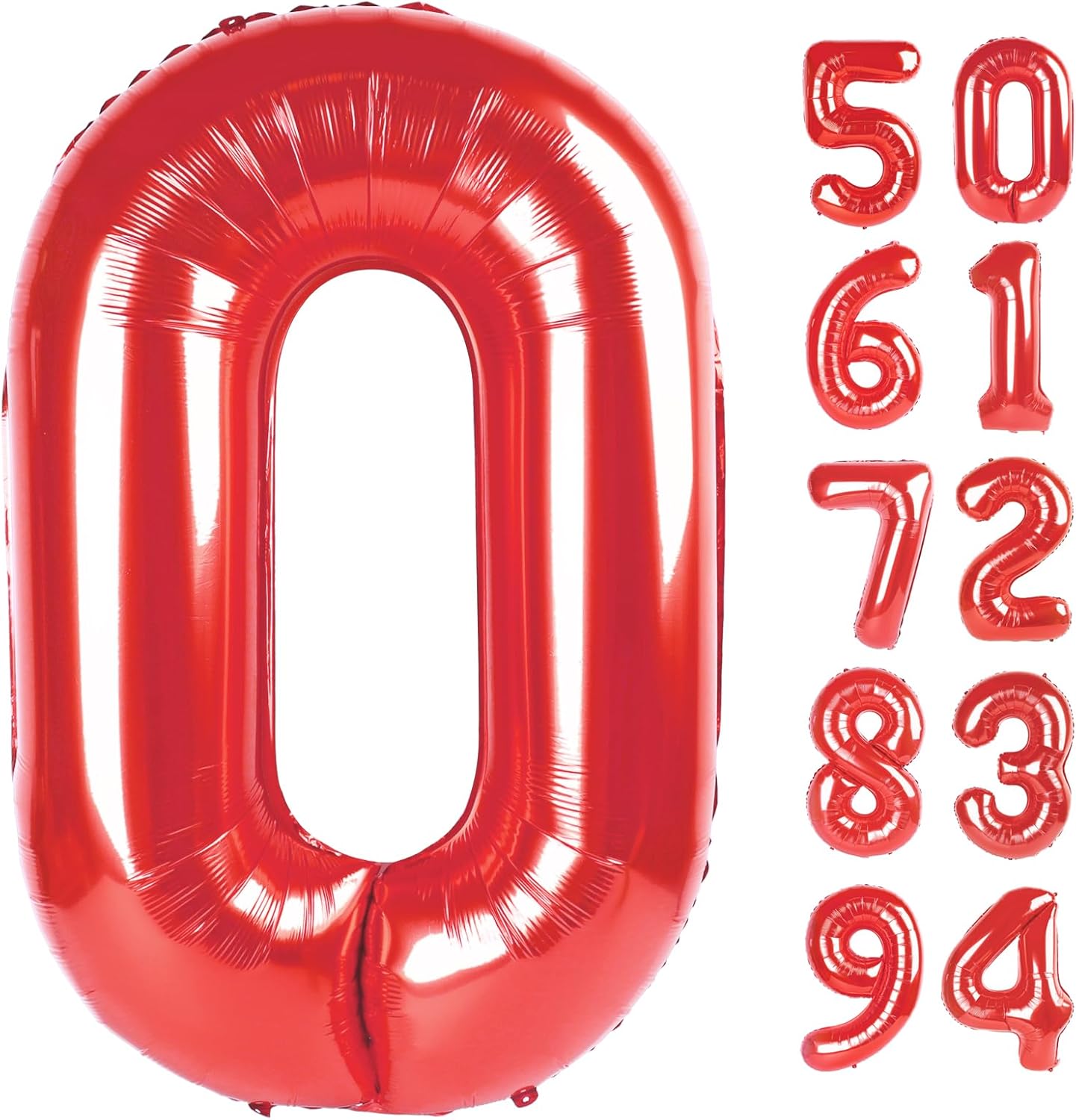 Red Number Balloon | 40-Inch 0 Number Balloons for Birthday Decorations | Perfect for Red Party Supplies