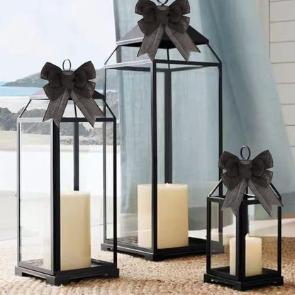 Meseey Black Wired Ribbon - 2 Pcs Handmade Burlap Bows for Wreaths & Gift Wrapping