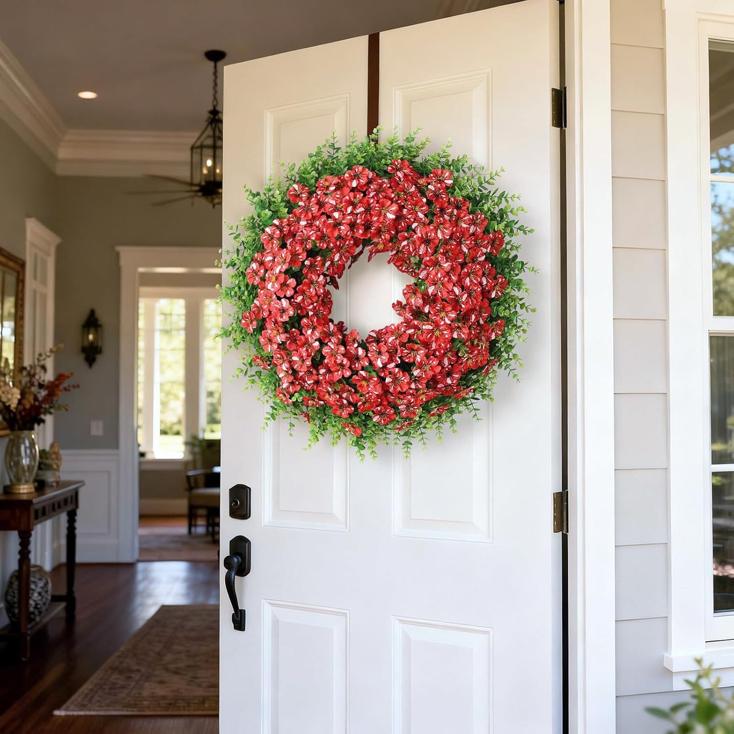 Starry Sky Morning Glory Wreath by [Brand Name] - 26" Faux Eucalyptus & Flower Decor for Spring/Summer