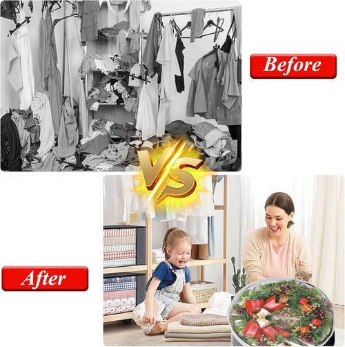 6 Pack Wreath Storage Container - 30" Wreath Storage Bag with Sturdy Handles for Blankets & Clothes