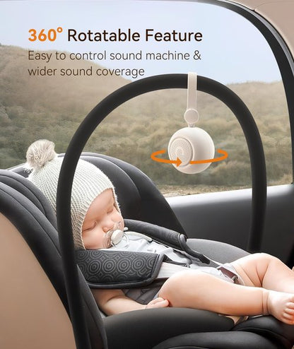 Dreamegg Portable Sound Machine - White Noise Machine for Stroller & Car Seat, Baby Sleep Soother with 19 Soothing Sounds & Nursery Light, Travel Essential, Registry Gift