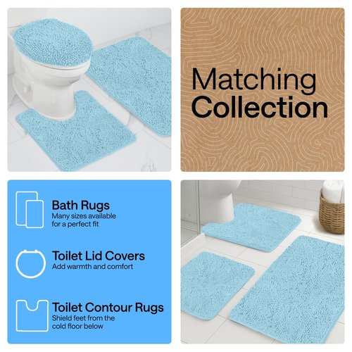 GORILLA GRIP Bath Rug Mat, Thick Soft Absorbent Chenille, Quick Dry Microfiber Mats, Rubber Backing Washable Shower Floor Rugs, US Designed Bathroom Bathmat Home Decor Accessories, 24x17, Sky