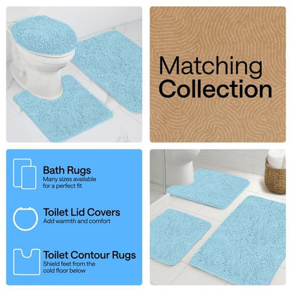 GORILLA GRIP Bath Rug Mat, Thick Soft Absorbent Chenille, Quick Dry Microfiber Mats, Rubber Backing Washable Shower Floor Rugs, US Designed Bathroom Bathmat Home Decor Accessories, 24x17, Sky