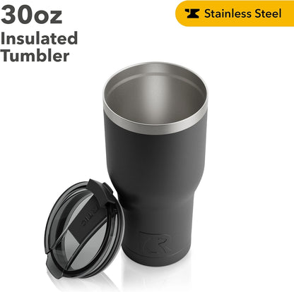 RTIC 30 oz Insulated Tumbler - Stainless Steel Travel Mug with Spill-Proof Lid | Black, Hot & Cold Beverages