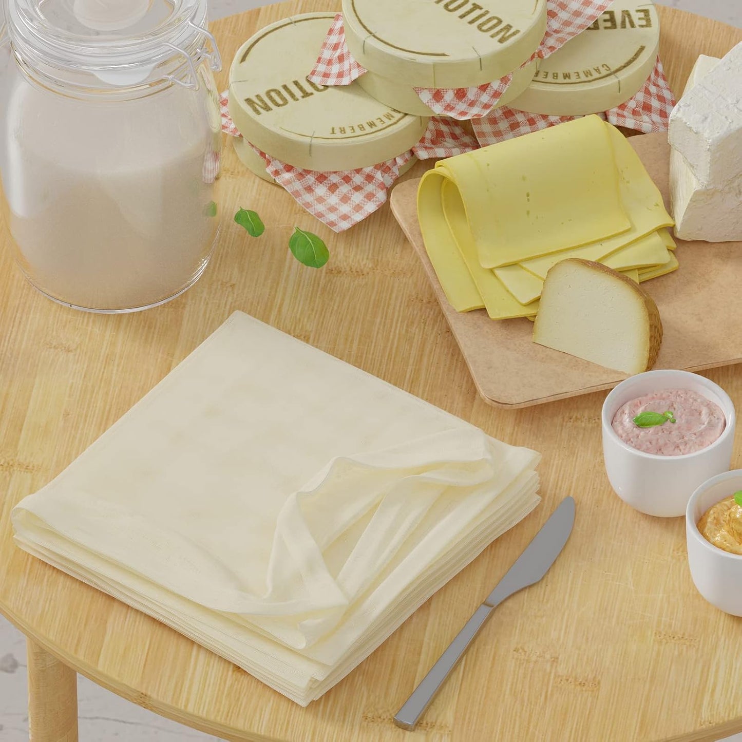 Skiennix Reusable Cheesecloth - 100% Cotton Unbleached Strainer, 20x20 Inch, 6 PCS for Cooking & Baking