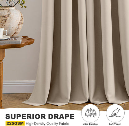 MIULEE Taupe Blackout Curtains - Thermal Insulated Room Darkening Drapes | 63-Inch Long, 2 Panels
