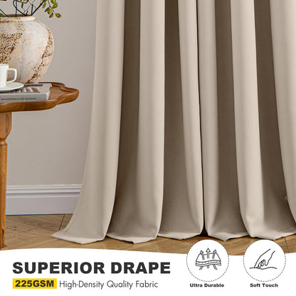 MIULEE Taupe Blackout Curtains for Bedroom Living Room 72 Inches Long 2 Panels, Thermal Insulated Room Darkening Drapes Solid Grommet Noise Reduction Light Blocking Window Treatments 40x72 inch