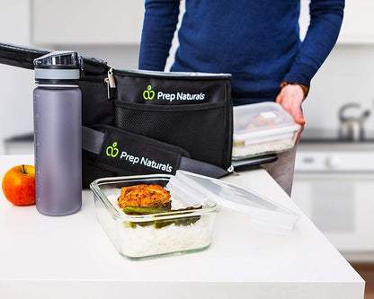 PrepNaturals Glass Meal Prep Containers - 30 Oz, 5 Pack | Dishwasher & Microwave Safe with Lids