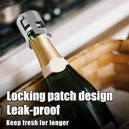 2pcs Champagne Stoppers, Stainless Steel Sparkling Wine Glass Bottle Save Sealer with Locking Clamp Leak-Proof Reusable Champagne Cork for Prosecco Cava Keep Bubbles Fresh