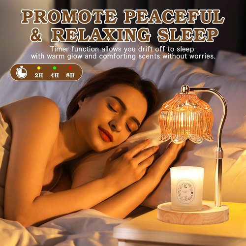 Funistree Candle Warmer Lamp for Yankee Jar Candles, Height Adjustable Candle Warming Lamp with Timer, Birthday Gifts for Women Her Wife, Mom Gifts, House Warming Gift New Home Decor