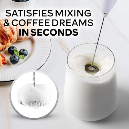 Zulay Kitchen Milk Frother Wand - Ultra-Fast Electric Whisk for Coffee, Lattes & Cappuccino - Includes 4 AA Batteries
