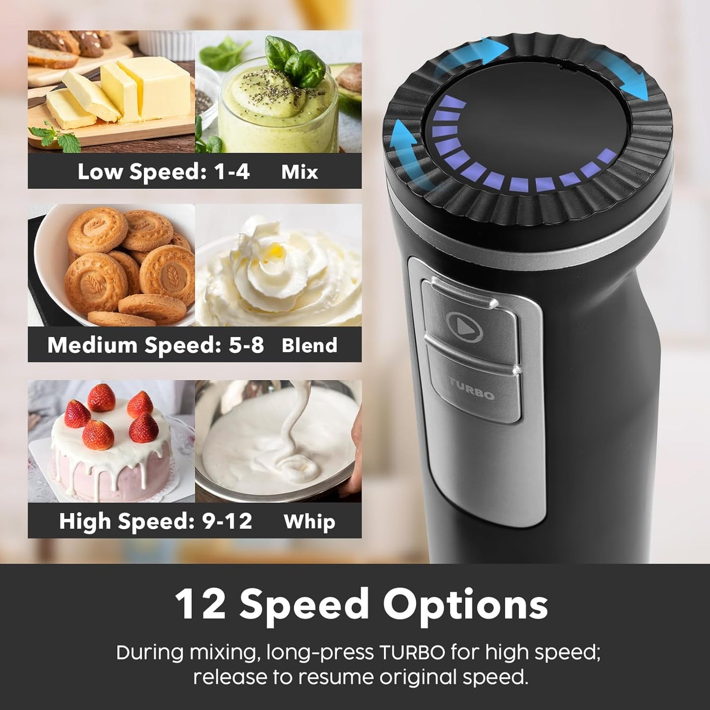 Skiennix 2-In-1 Hand Mixer & Immersion Blender - Portable Electric Handheld Mixer with Beater & Blending Cup for Smoothies, Baby Food, Baking & Soup