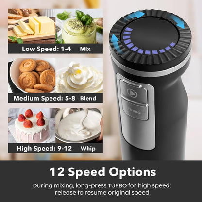 Skiennix 2-In-1 Hand Mixer & Immersion Blender - Portable Electric Handheld Mixer with Beater & Blending Cup for Smoothies, Baby Food, Baking & Soup