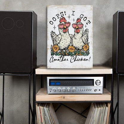 Funny Farm Animal | Chicken Decor Canvas Wall Art - Cute Floral Hen Framed Print for Home & Kitchen, 11.4x15 IN