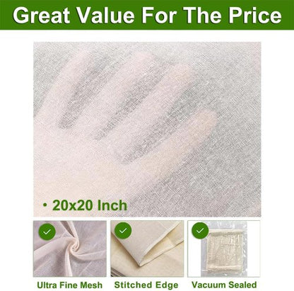 Grade 100 Cheese Cloths by [Brand Name] - 15 Pcs 20x20 Inch Unbleached Cotton for Straining & Juicing