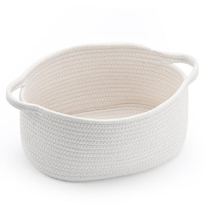 Happyiren Cute Woven Easter Basket with Handle, Baskets for Gifts Empty, Present Containers for Raffle Baby Shower Burr Basket, Decorative Organizer Box for Storage Baby Toy, 13" D x 8" W x 6" H