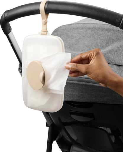 Skip Hop Baby Wipes Dispenser Case - Travel-Friendly Holder for Up to 40 Wipes | Snug Seal, Oat