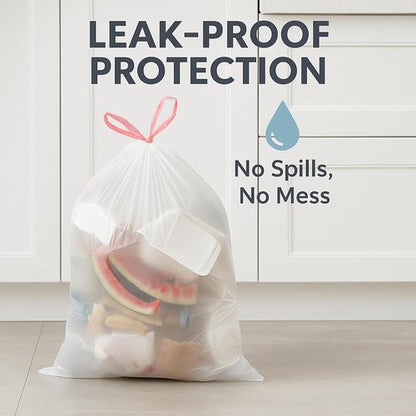 Heavy-Duty 13 Gallon Drawstring Trash Bags by [Brand Name] | Odor-Free, Leak-Proof, Easy Tear-Off – 120 Count