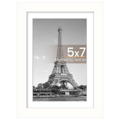 upsimples 5x7 Picture Frame, Display Pictures 4x6 with Mat or 5 x 7 Without, Wall Hanging Photo Frames, White, 1 Pack
