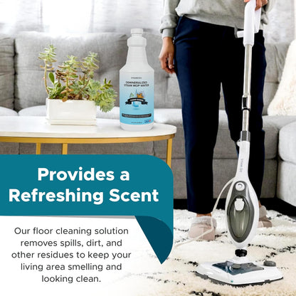 Steam & Go Demineralized Water - Multisurface Cleaner, PVC-Free Ready-to-Use for Mops & Floor Steamers - Ideal for Kitchen, Bathroom, & Home Surfaces - Clean Ocean Scent - 32oz (Pack of 1)