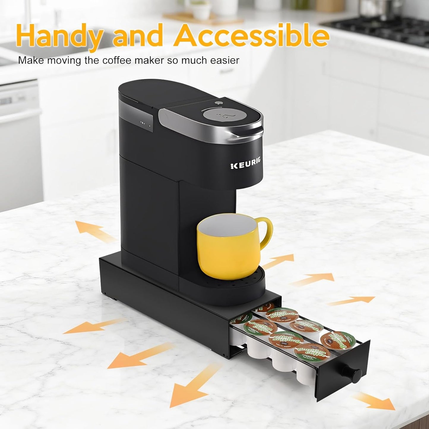 Skiennix K Cup Coffee Pod Holder - Organized Storage Drawer for 12 Pods | Countertop Organizer
