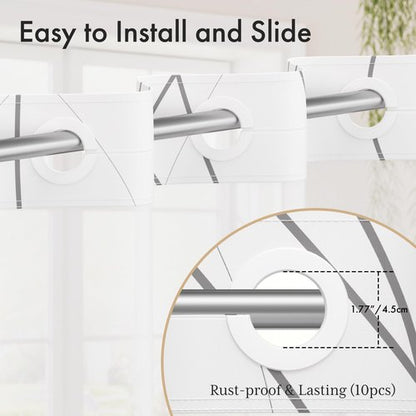 AmazerBath No Hook Shower Curtain and Liner Set, Shower Curtain with Liner and Hooks Built-in Less Time, Heavy Duty Double Waterproof Farmhouse Shower Curtain Set for Bathroom, Grey, 74"x72"