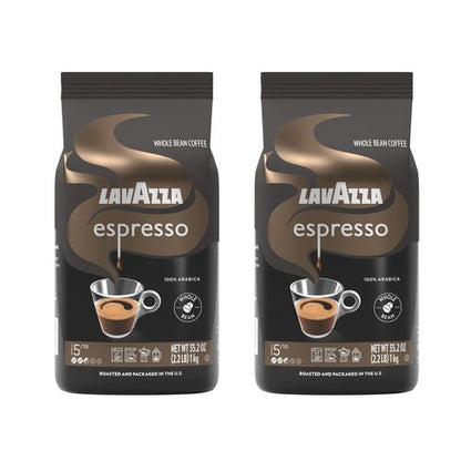 Lavazza Espresso Whole Bean Coffee, Medium Roast, 100% Arabica, 2.2 lb Bag (Pack of 2)