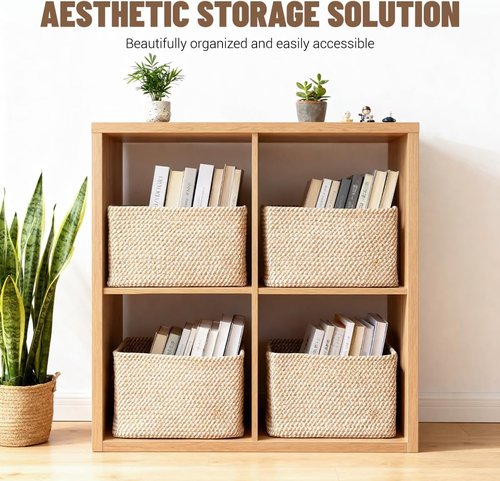 5 Pack Cotton Rope Storage Baskets by [Brand Name] - Decorative Organizer Bins for Toys, Books, Clothes | Khaki