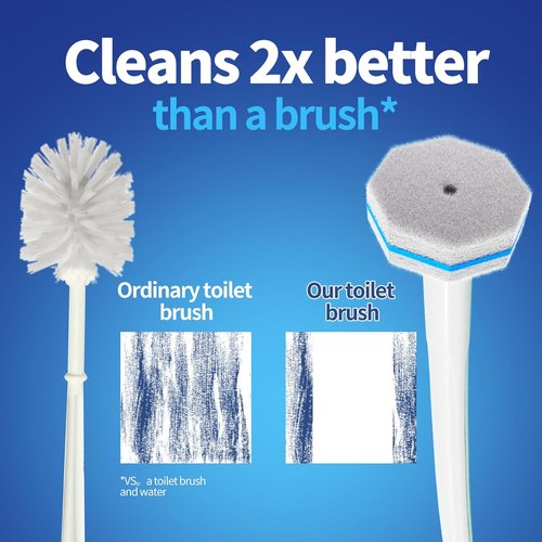 Hohoky Disposable Toilet Brush System - Wall-Mounted Cleaning Kit with 60 Refill Pads & 2 Wands